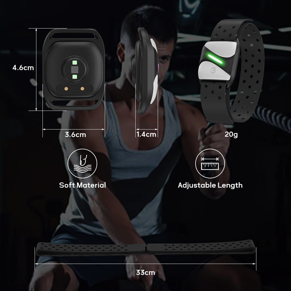 Náramok na Meranie Srdcovej Frekvencie, Bluetooth 5.0/ANT+, Vodotesný podľa Normy IP67