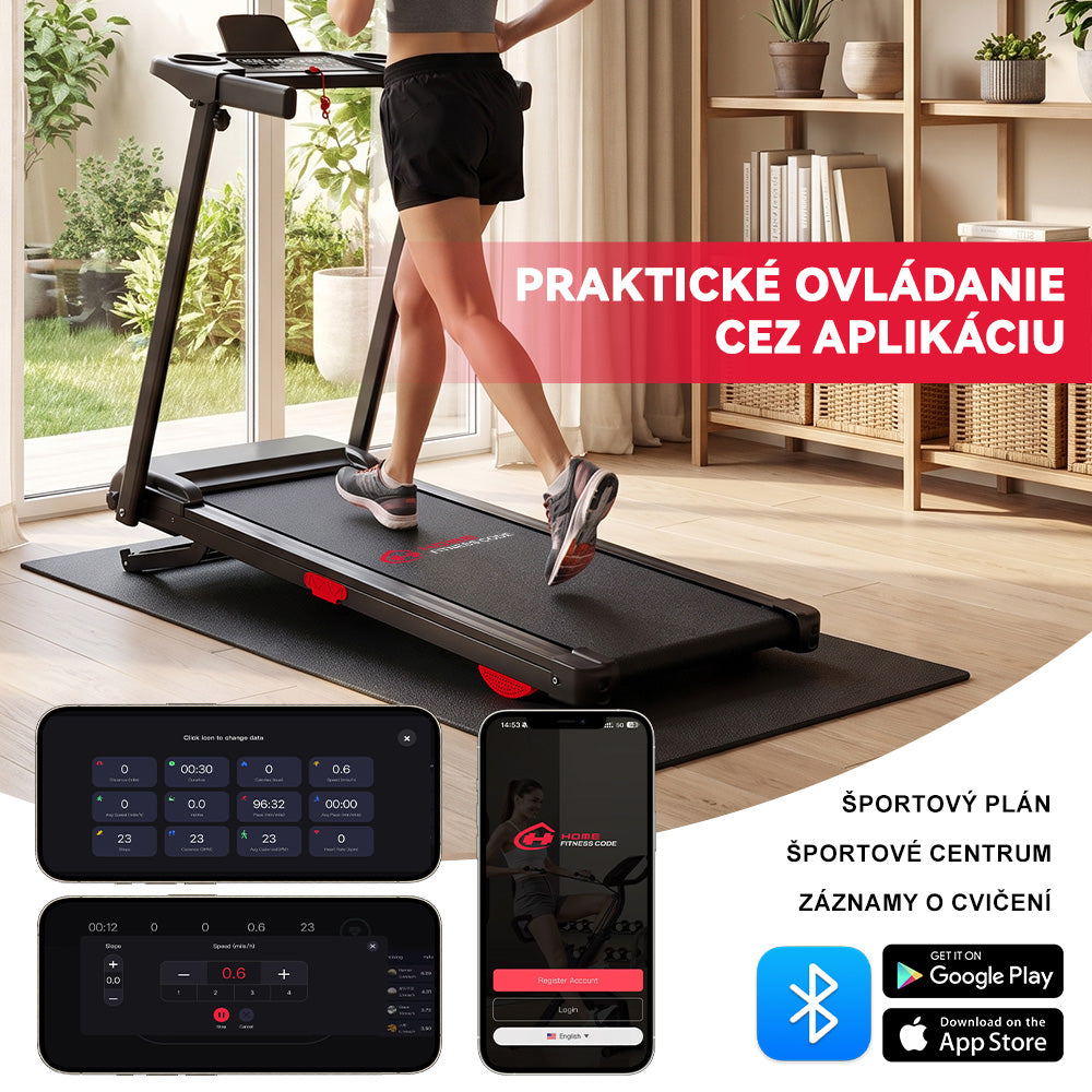 Skladací Bežecký Pás Q5 s Nastaviteľným Sklonom, Bezkefovým Motorom, Rýchlosť 1–12 km/h