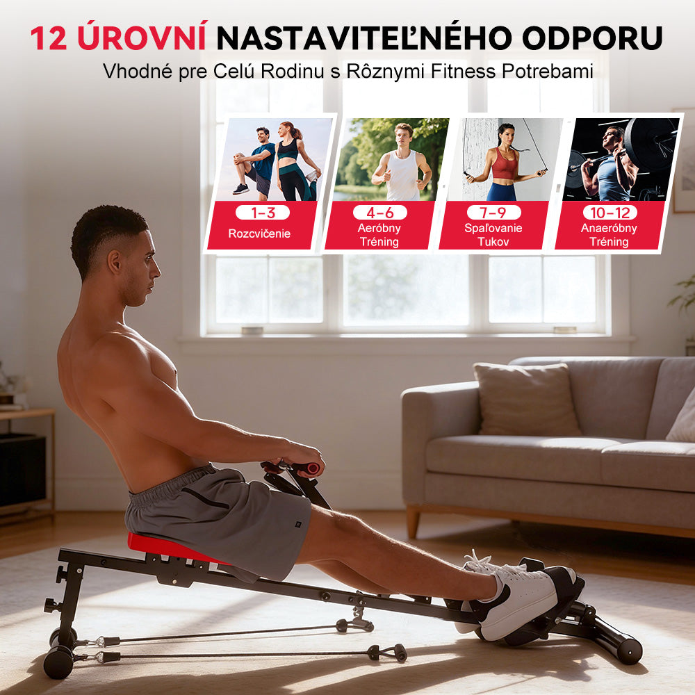 Hydraulický Veslovací Trenažér, 12 Úrovní Odporu