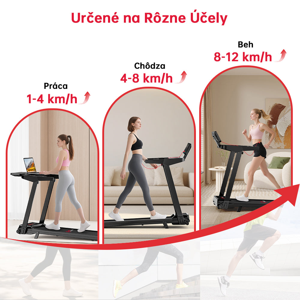 Skladací Bežecký Pás Q8, Rýchlosť 1–12 km/h, Manuálny Sklon 5 %
