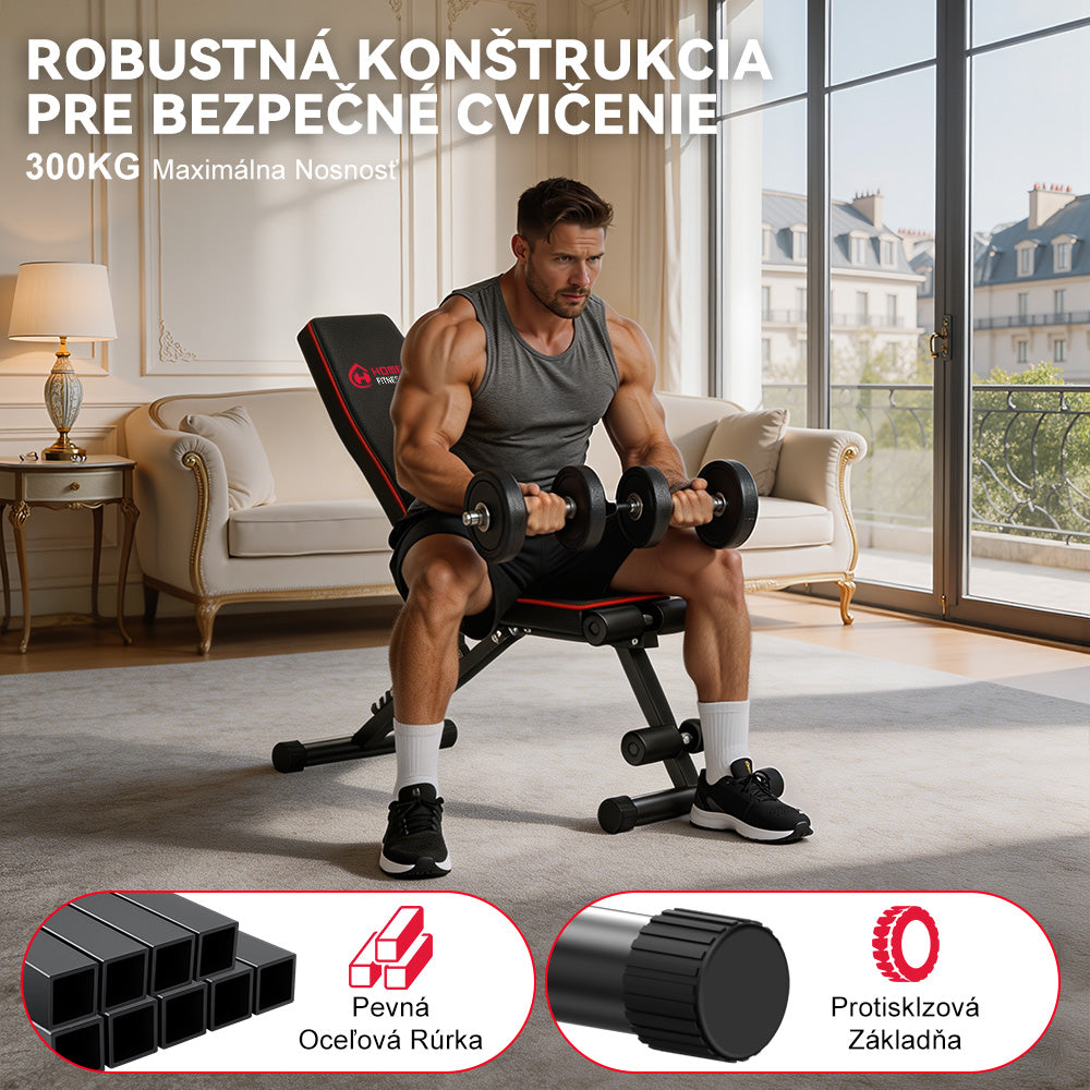 Skladateľná Posilňovacia Lavička B1 s Nastaviteľným Operadlom