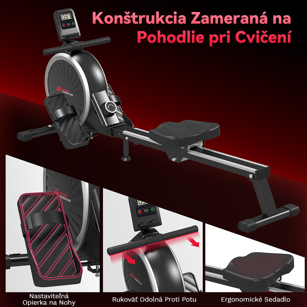 Magnetický Veslovací Trenažér, 16 Úrovní Odporu